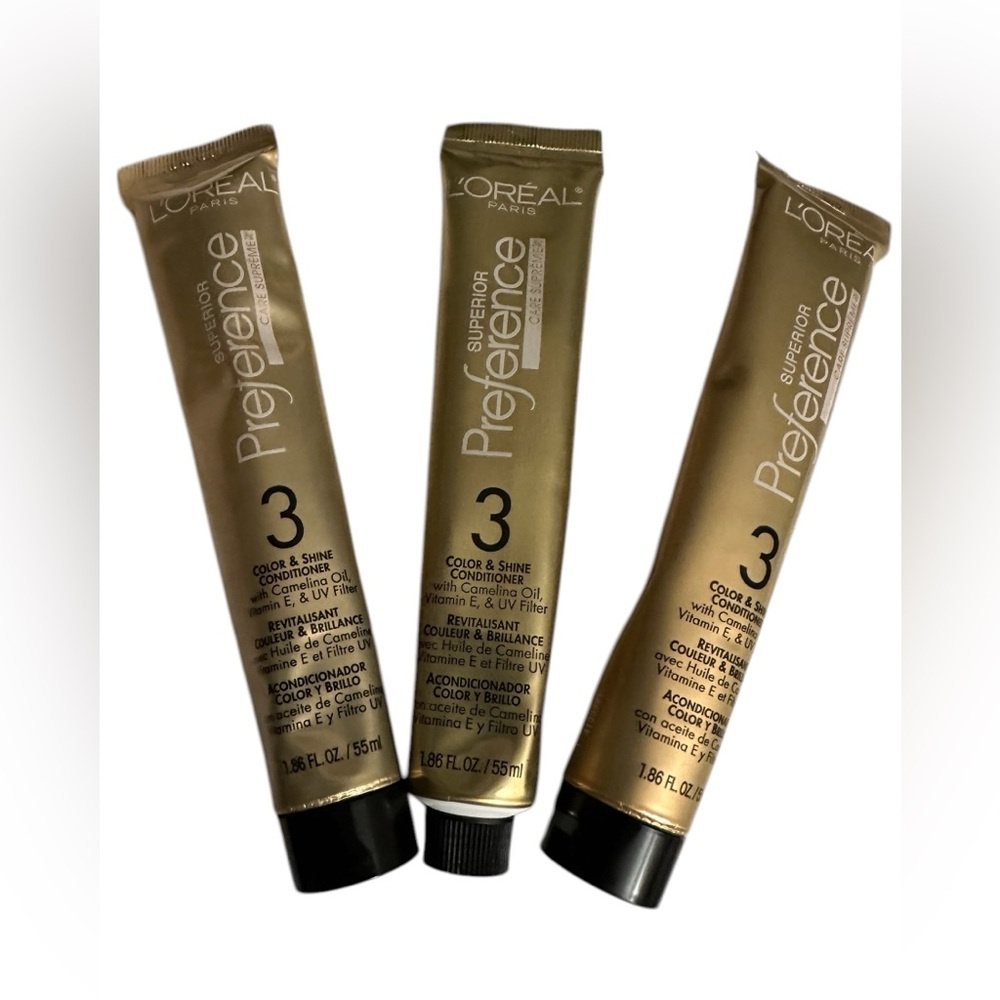 3 L'Oreal Superior Preference Care Supreme 3 Color Shine Conditioner 1.86 Tubes